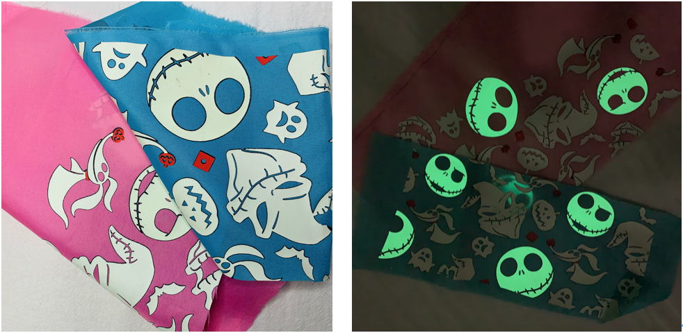 Glow in the dark pigment for clothes