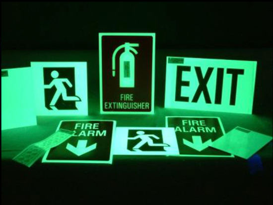 glow in the dark exit signs